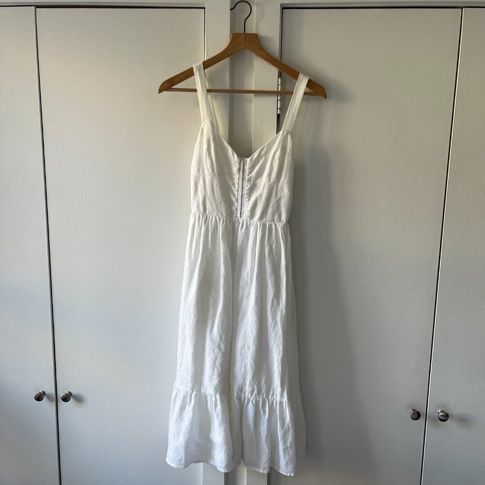 Reformation White Linen Tank Bodice Ruffle Sun Dress - Size 2